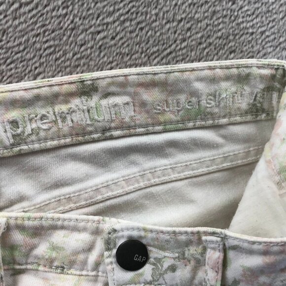 Gap Womens Jeans Size 6/28 Premium Super Skinny Floral Casual Chic Cream Denim - Picture 9 of 15